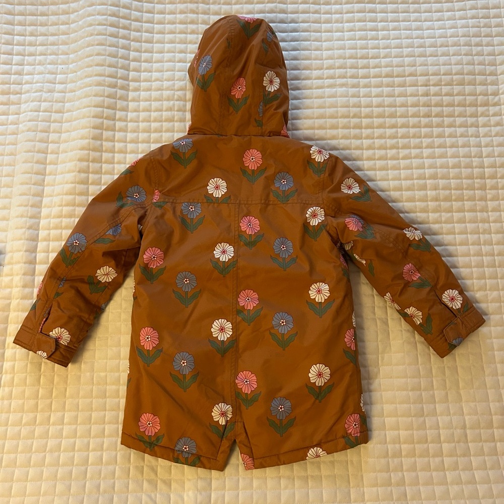 Mini Boden Parka Floral Kids Puffer Jacket - Brown - Picture 2 of 5